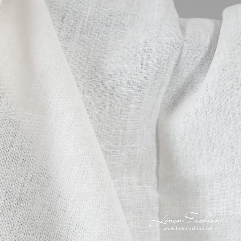 Off-white linen fabric in plain weave
