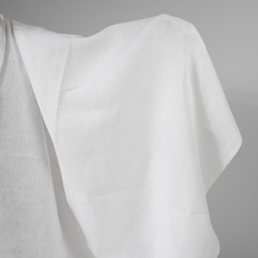 Heavy linen fabric bright white colour