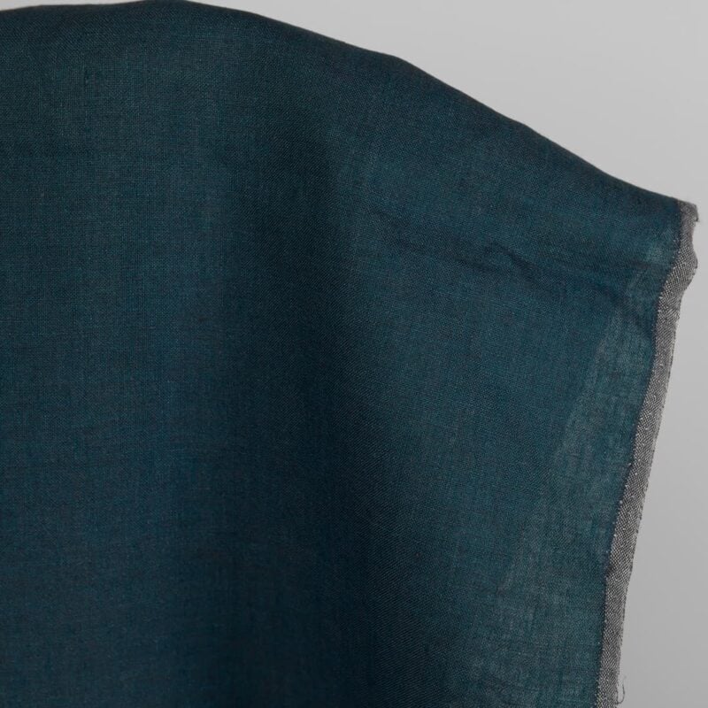 Heavy linen fabric deep blue turquoise colour product photo