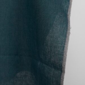 Heavy linen fabric deep blue turquoise colour edge