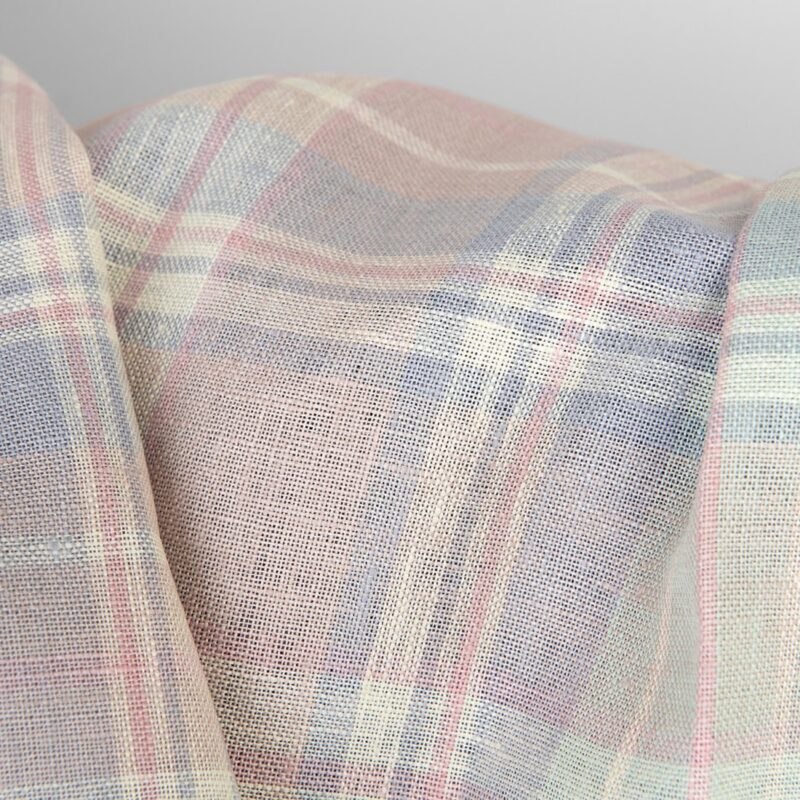 Leinenstoff rosa Pastellkaros – Bild 5