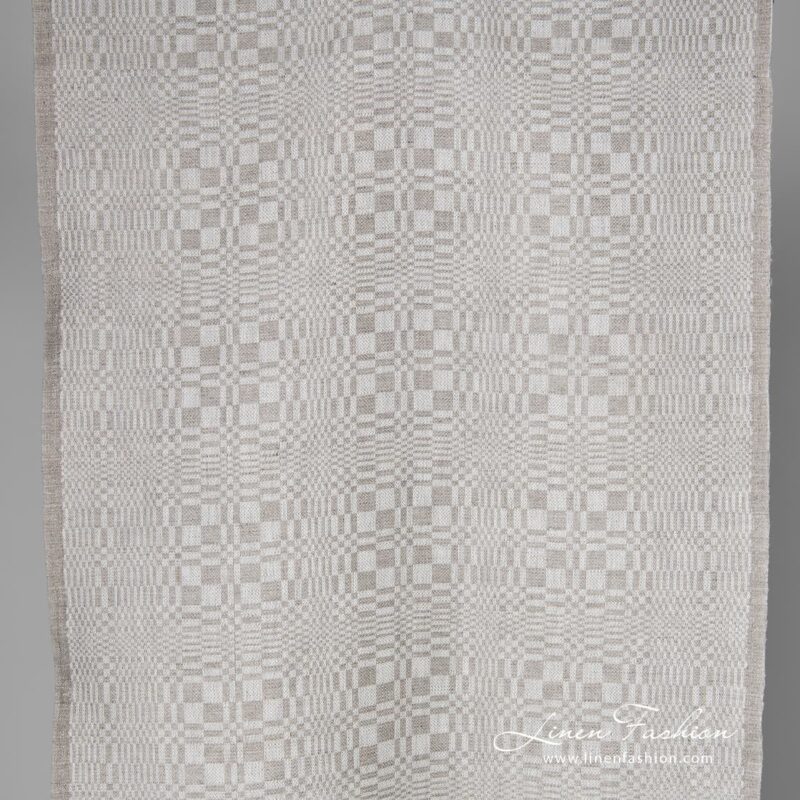 Grey patterned narrow linen / cotton fabric