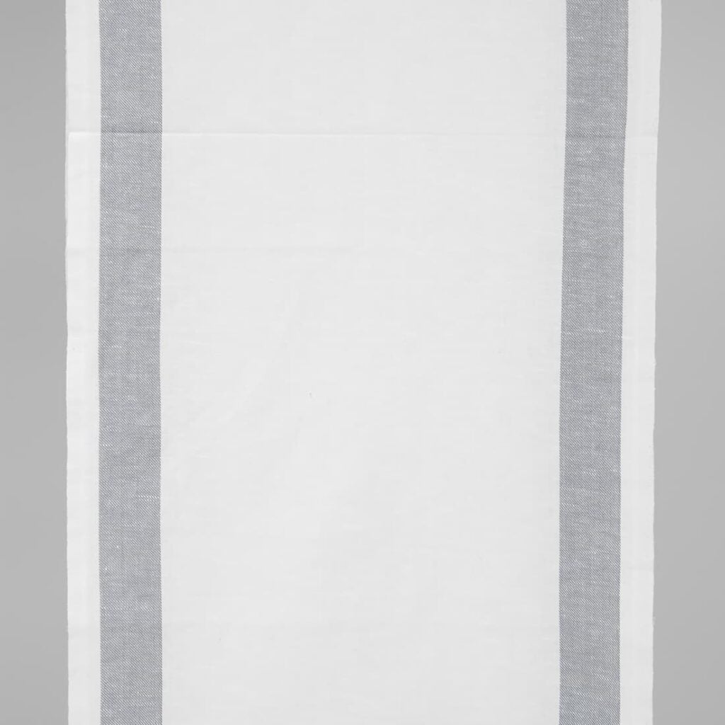 Narrow linen cotton fabric white colour with grey stripes