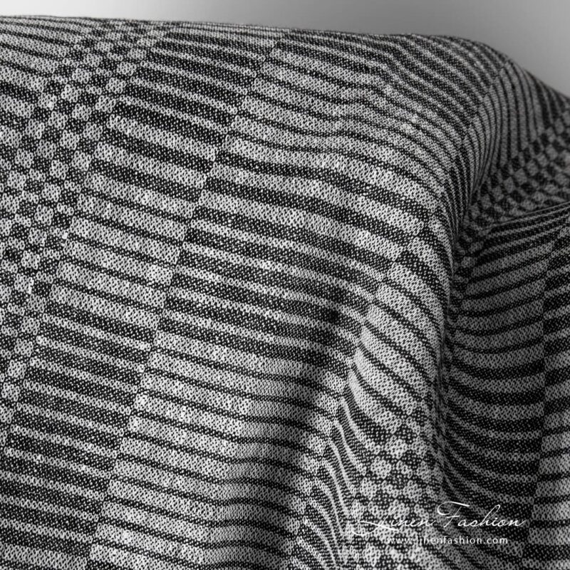 Black and white linen fabric, perfect for home textile