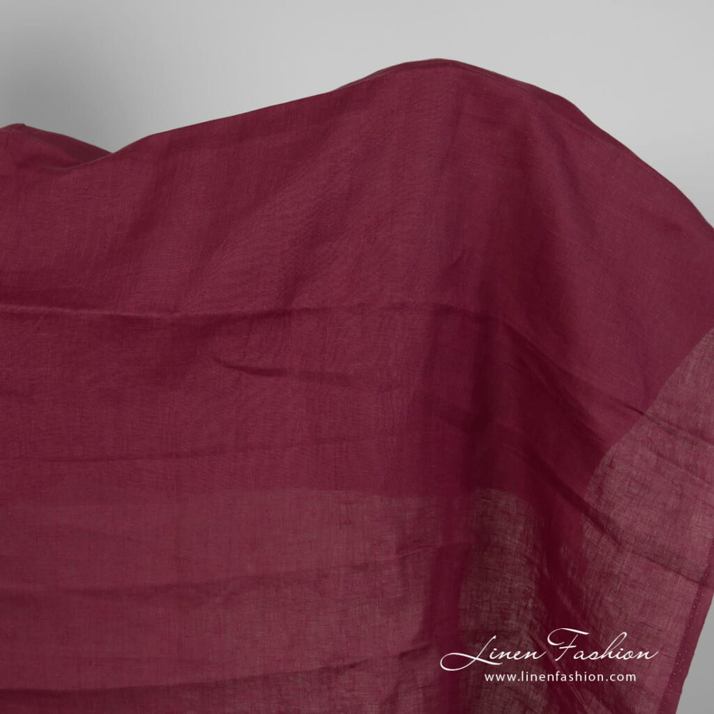 Linen fabric deep cherry colour