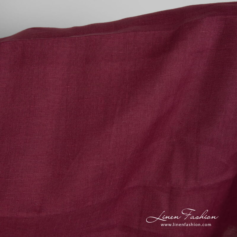 Linen fabric deep cherry colour product photo