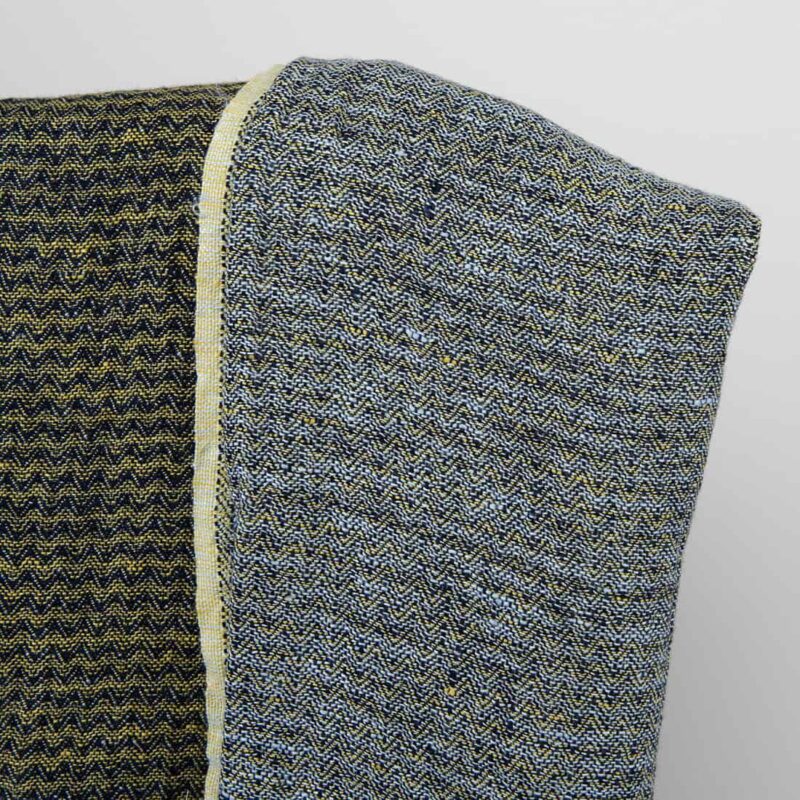 Linen fabric washed yellow and blue, double sided