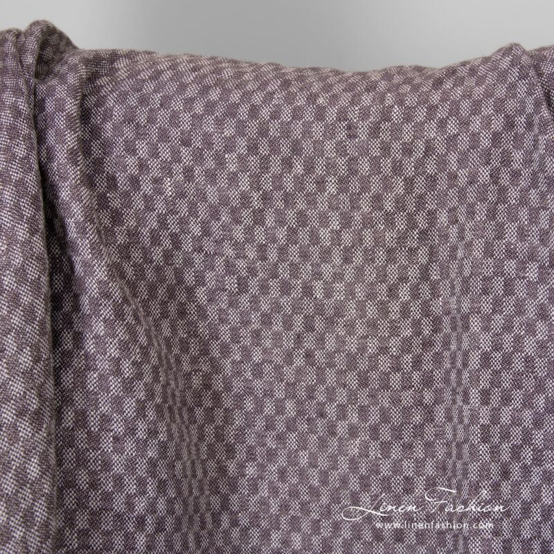 violet linen chess fabric, checks.
