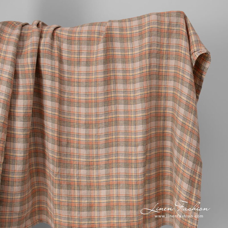linen fabric multi color checks, washed.