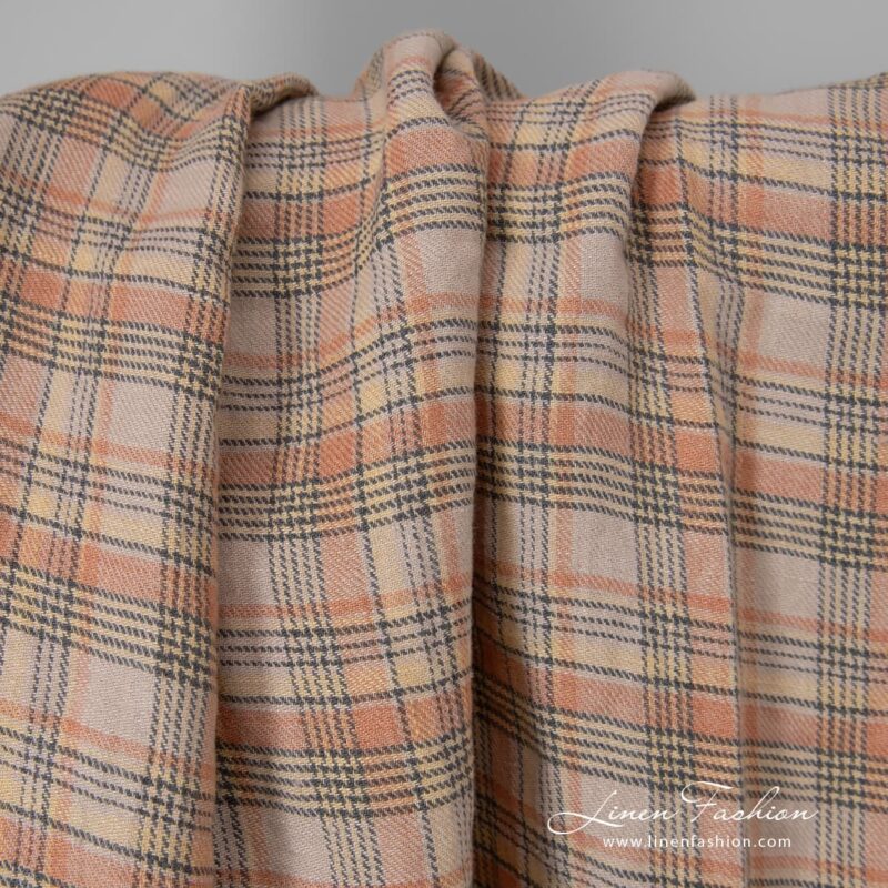linen fabric multi color checks, twill.