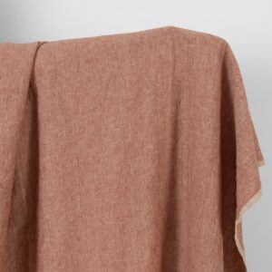 Leinenstoff rot-beige meliert gewaschen 4 Washed linen fabric brick red with beige melange