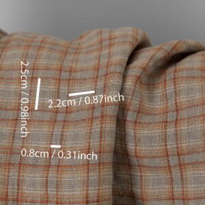 Leinenstoff beige-orange kariert gewaschen 6 Washed linen fabric orange brown checks, with measurements