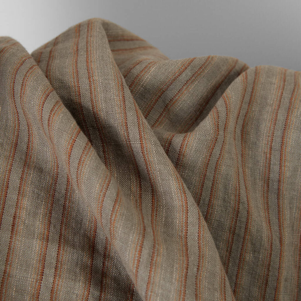 Leinenstoff beige-orange gestreift gewaschen 2 Linen fabric orange brown stripes specially washed