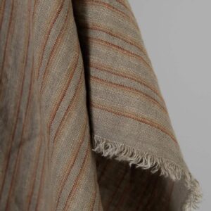 Leinenstoff beige-orange gestreift gewaschen 7 Linen fabric orange brown stripes washed, fabric edge