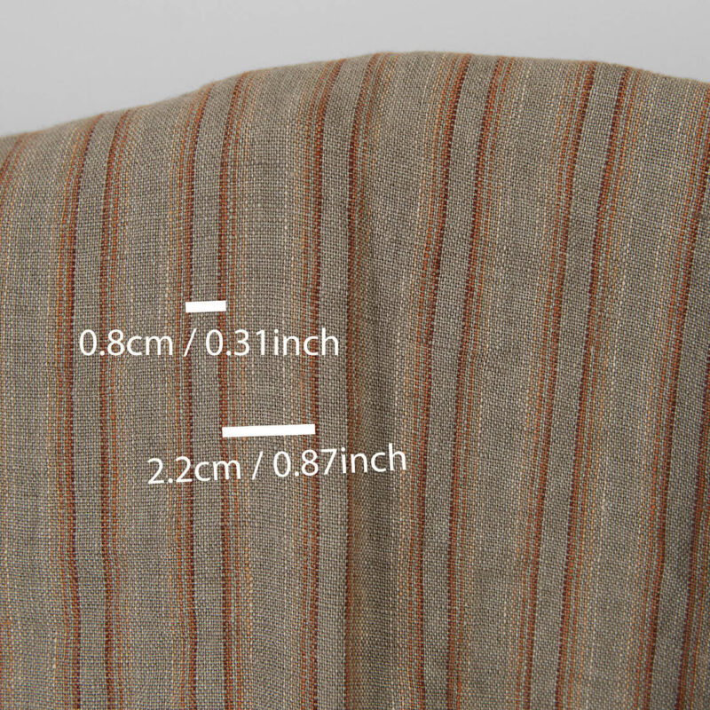 Linen fabric orange brown stripes washed, with measurements