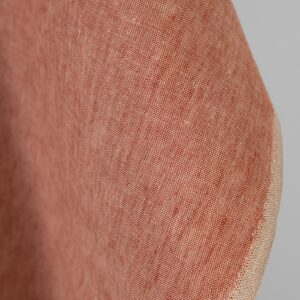Linen fabric brick red with beige melange, plain weave