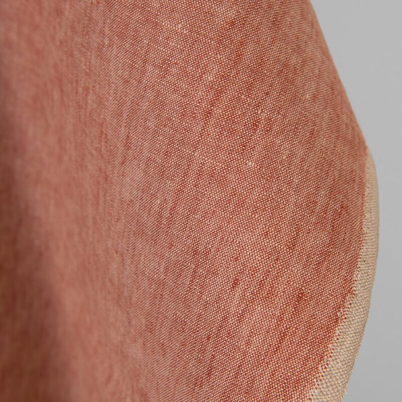 Linen fabric brick red with beige melange, plain weave