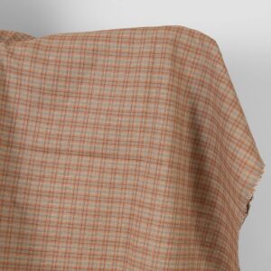 Leinenstoff beige-orange kariert