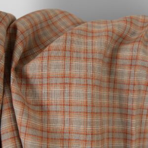 Leinenstoff beige-orange kariert