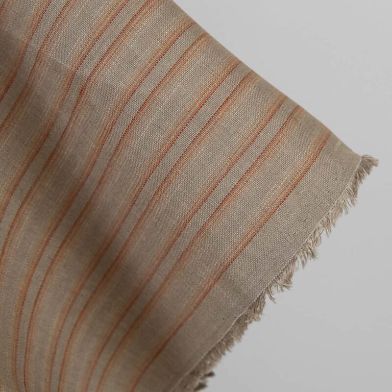 Leinenstoff beige-orange gestreift – Bild 2
