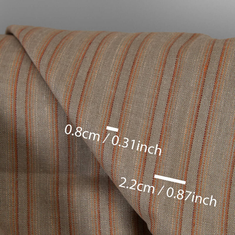 Leinenstoff beige-orange gestreift – Bild 3