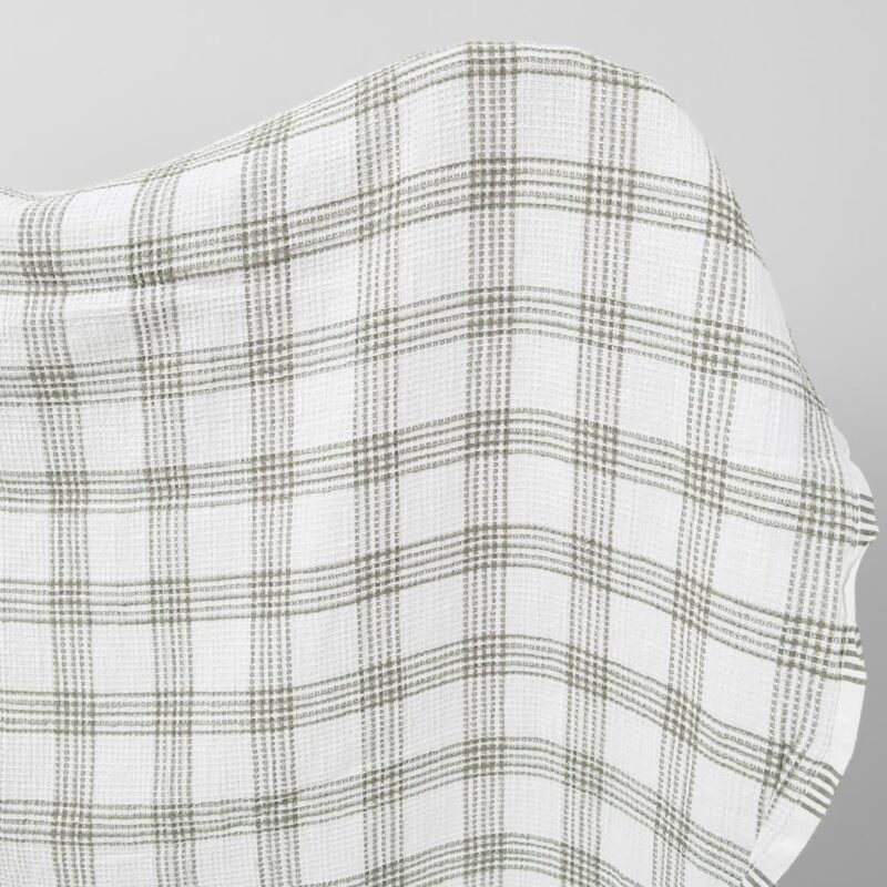 White washed linen cotton checked fabric product photo