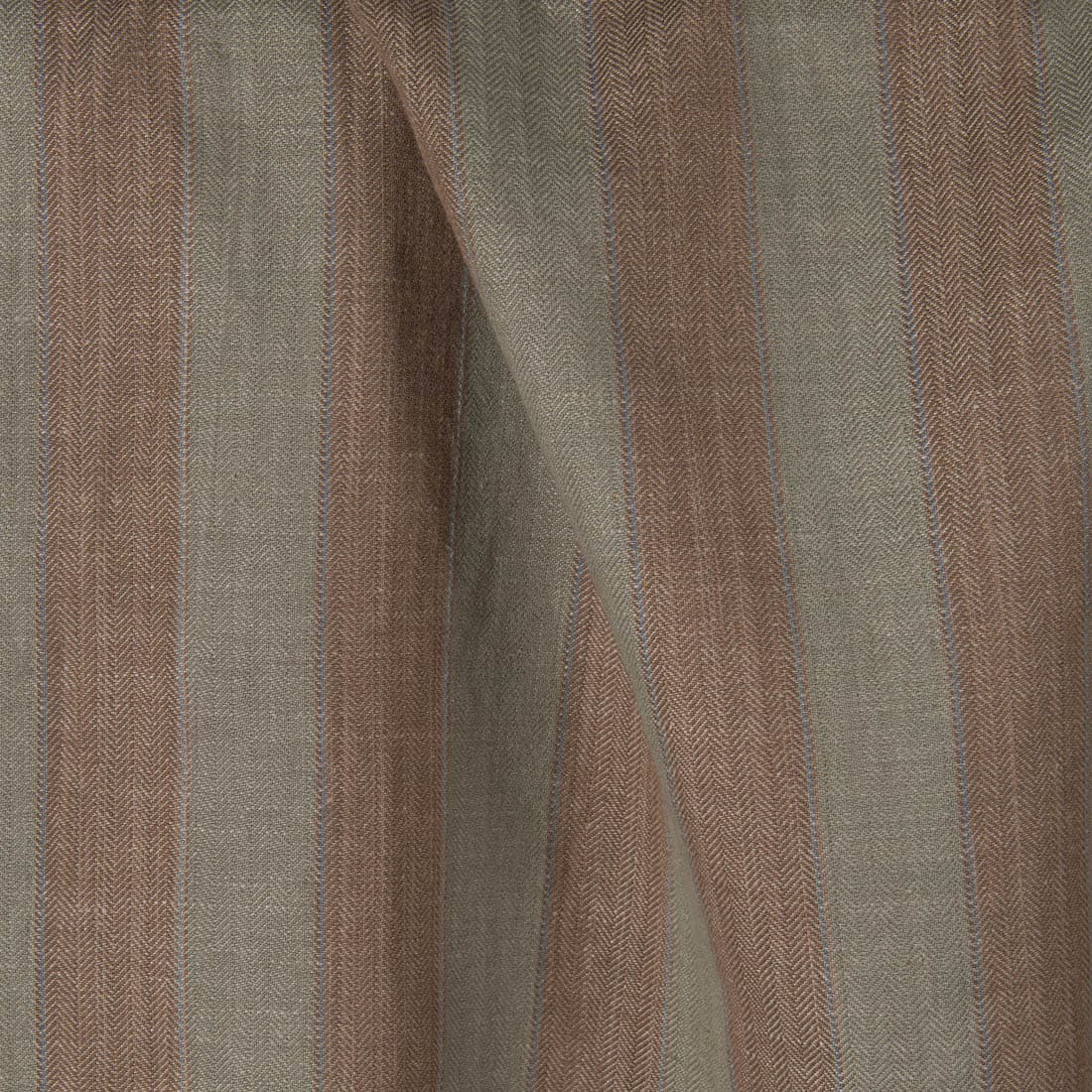Leinen-Baumwoll-Stoff in braun-grauen Streifen gewaschen