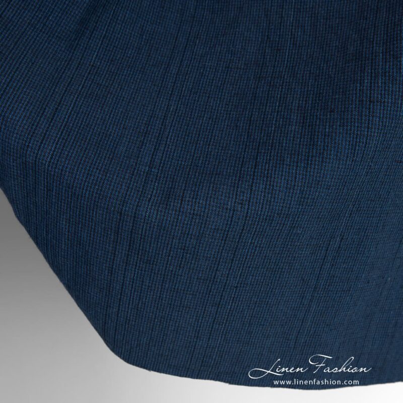 Denim blue linen cotton fabric, washed
