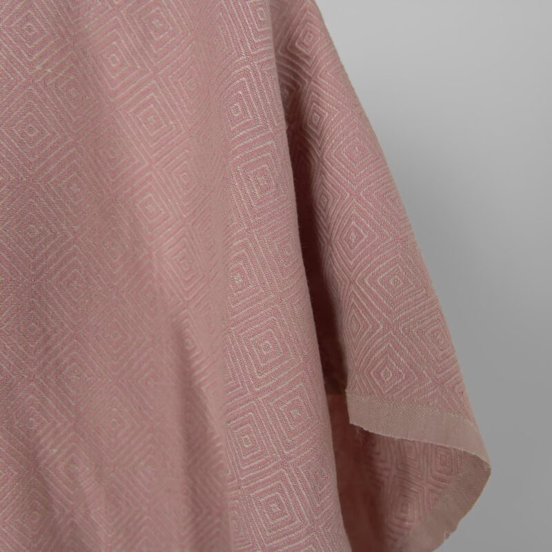 Washed linen cotton fabric in lilac diamond pattern, dobby