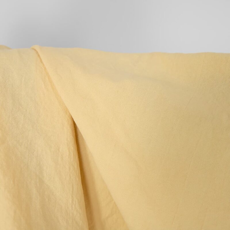 Washed linen cotton fabric light yellow, mid-weight
