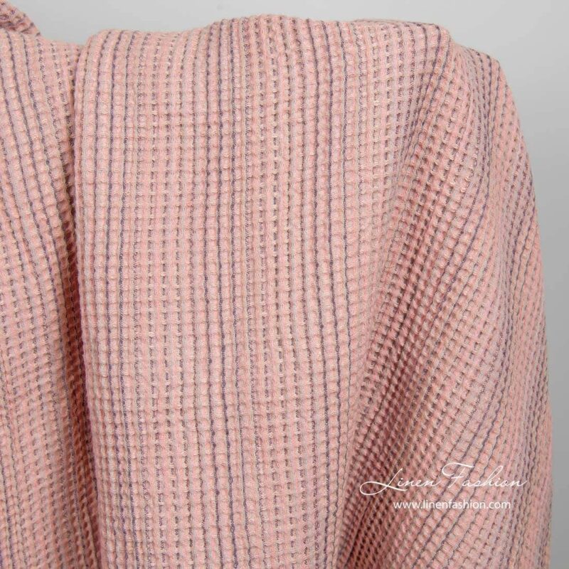 Halbleinen, rosa, Waffelpikee, vorgewaschen
