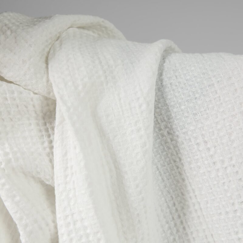 Washed linen cotton fabric off-white waffle product photo