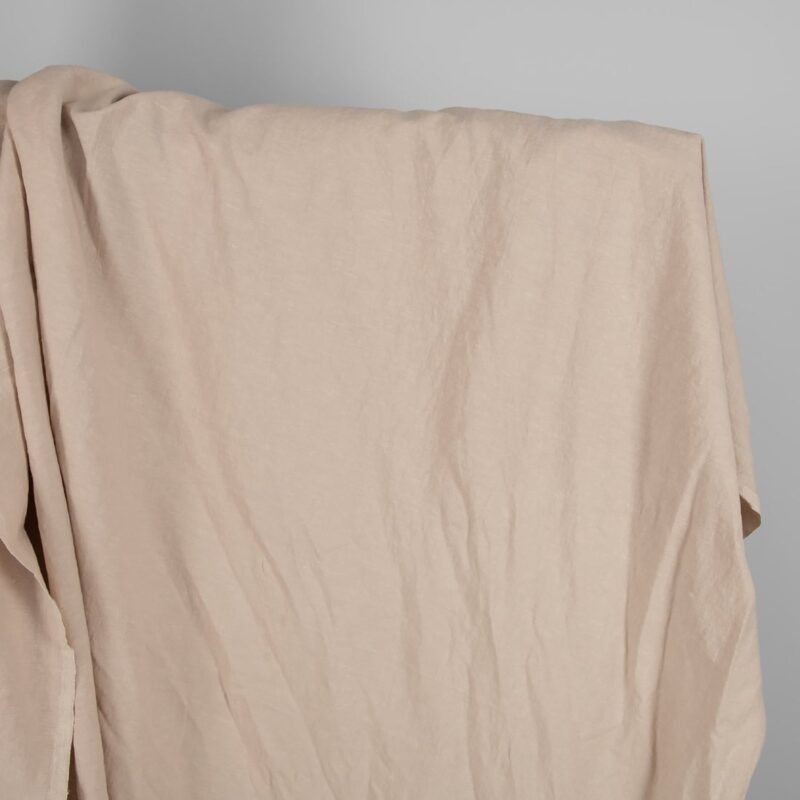 Washed linen cotton fabric light brown colour