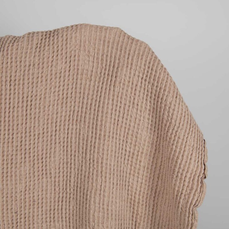 Washed linen cotton fabric light brown waffle product photo