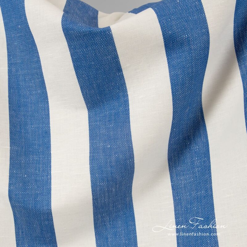 Linen cotton fabric in vertical stripes