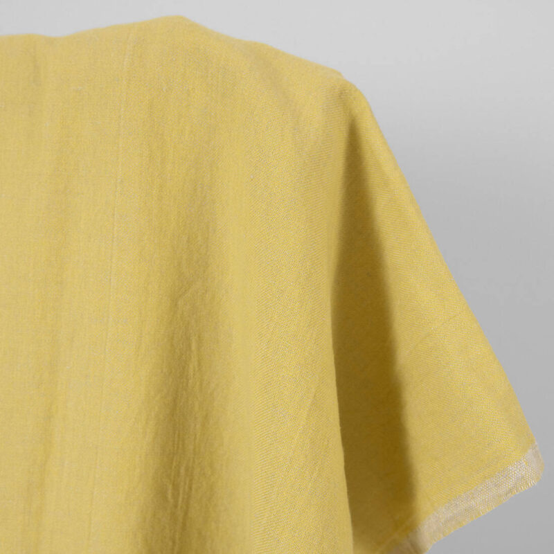 Washed linen cotton fabric grey yellow double-sided, twill weave