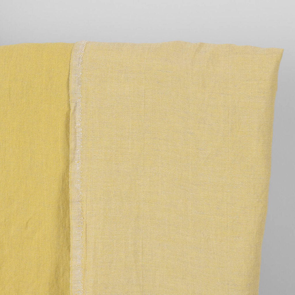 Halbleinen gelb doppelseitig gewaschen 2 Washed linen cotton fabric grey yellow double-sided, other side light grey