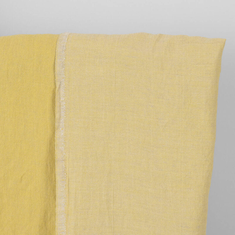 Washed linen cotton fabric grey yellow double-sided, other side light grey