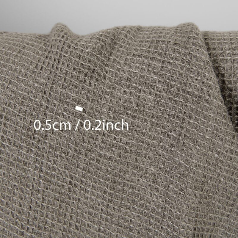 Linen cotton fabric beige-grey waffle washed, with measurements