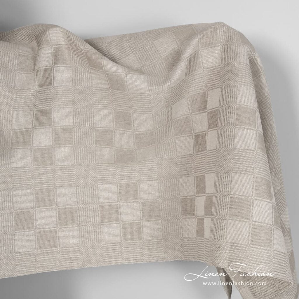 Linen cotton checked fabric