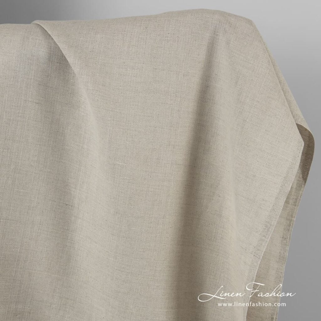 Light grey linen cotton fabric in twill weave