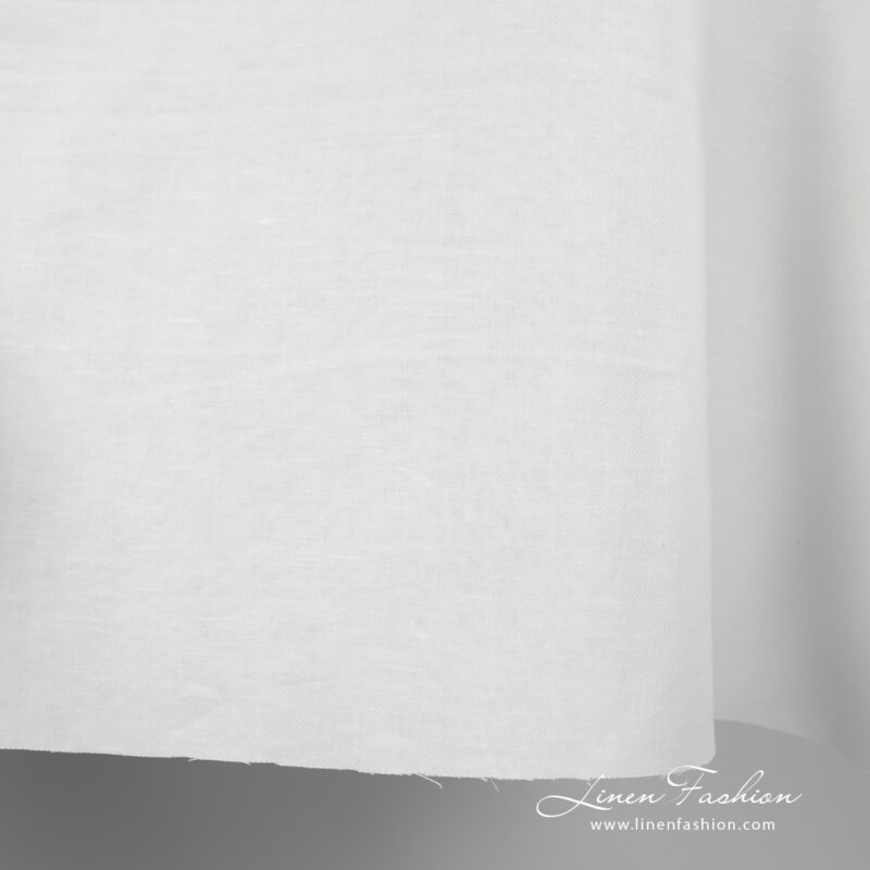 Linen cotton fabric white colour in twill weave edge view