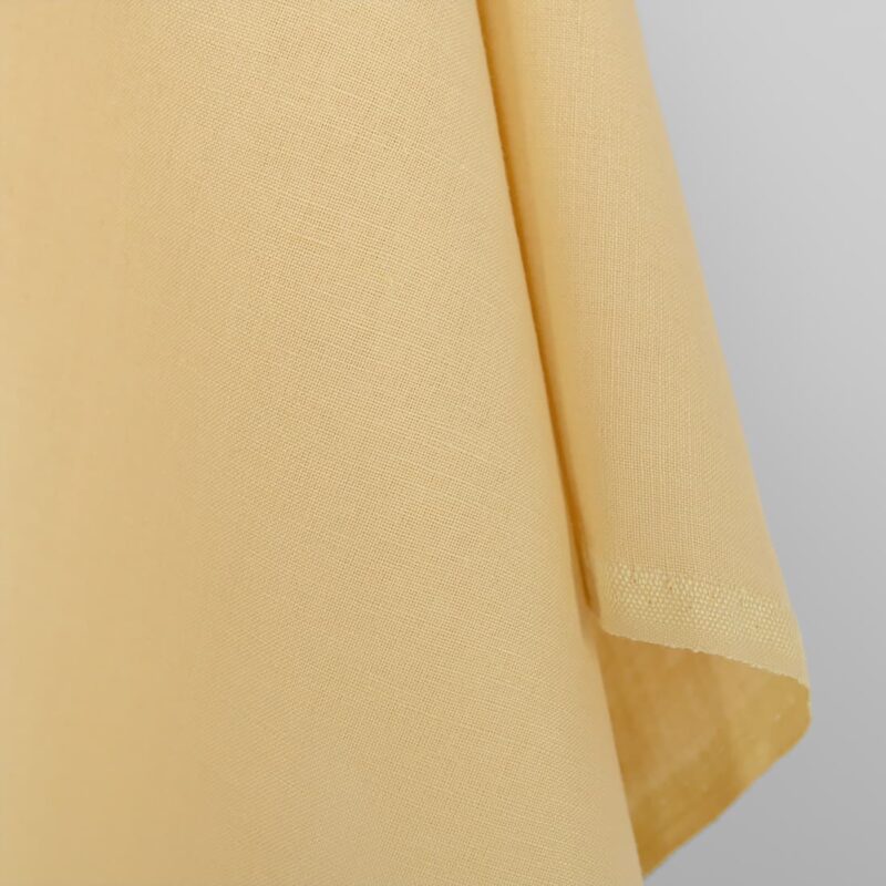 Linen cotton fabric pale yellow colour, plain weave