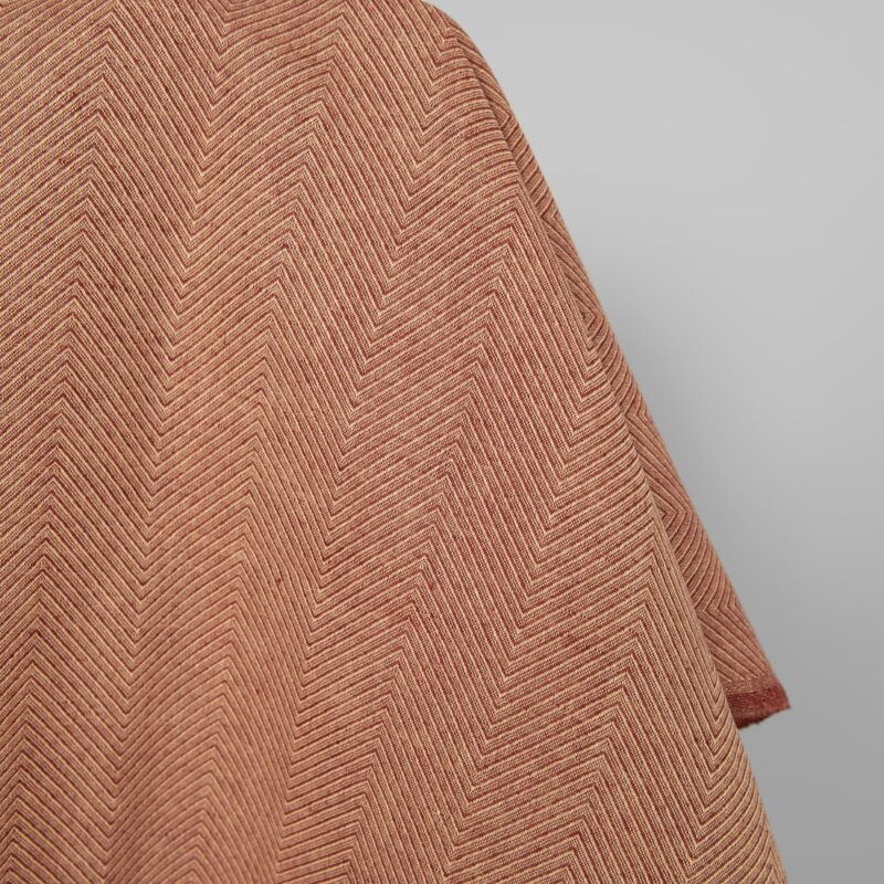 Linen cotton fabric brown and yellow herringbone, 150cm
