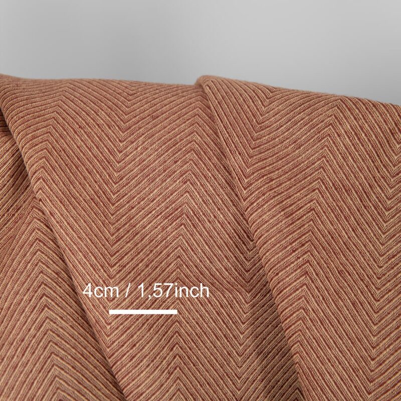 Linen cotton fabric brown and yellow herringbone, with measurements