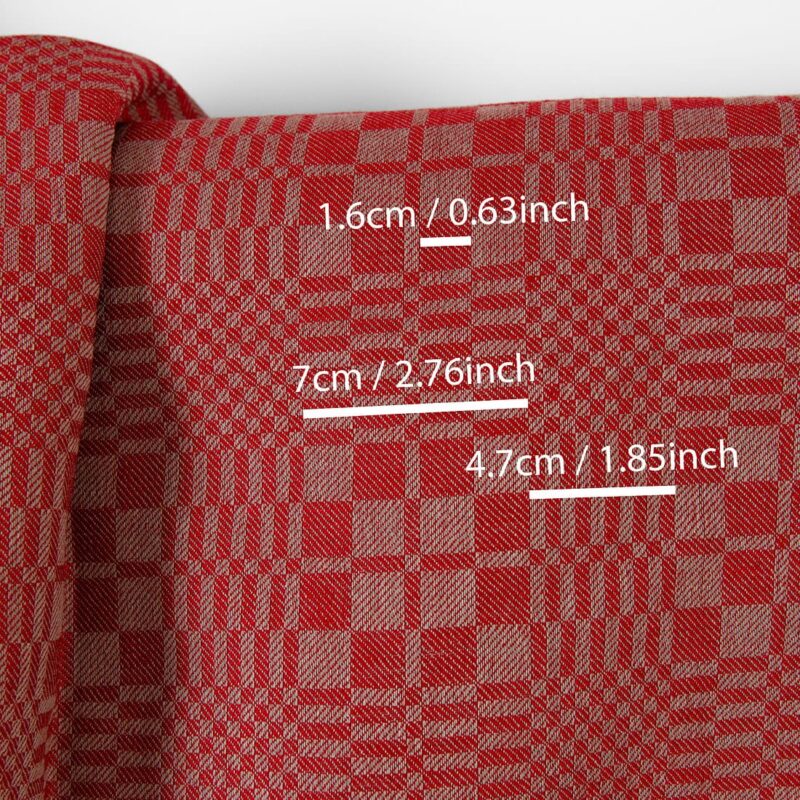 Leinen-Baumwollstoff mit roten und beigen Karos – Bild 4
