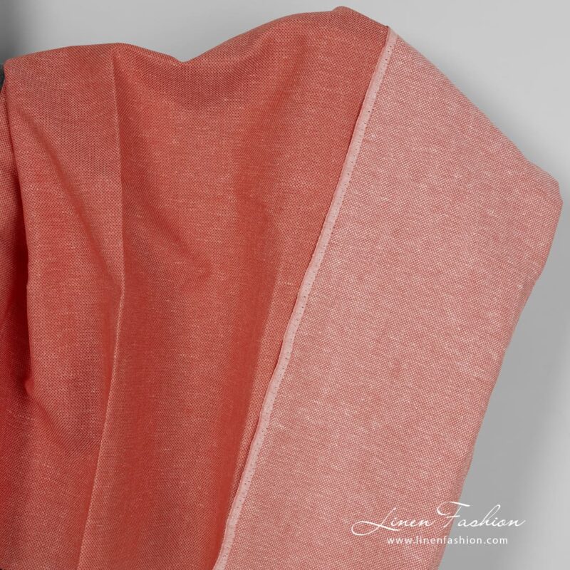 Coral linen cotton fabric