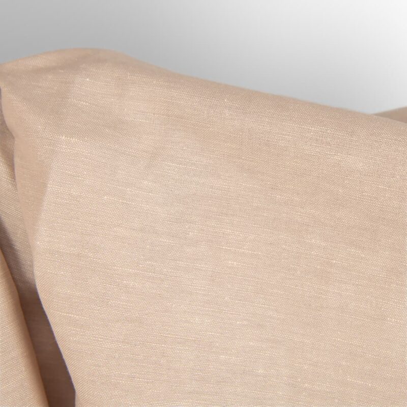 Linen cotton fabric light brown with pink undertone, plain weave