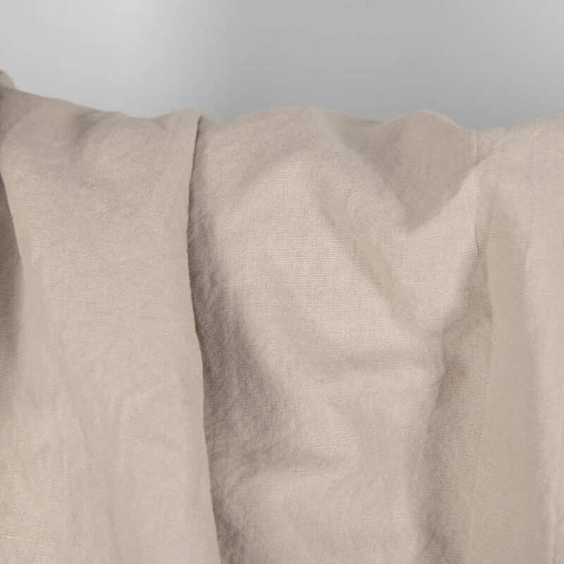 Heavy washed linen cotton fabric brownish grey colour detail