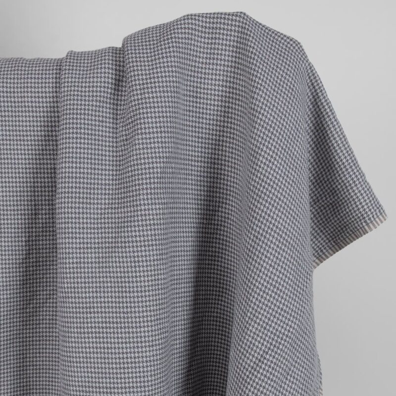 Washed linen cotton fabric grey houndstooth pattern product photo